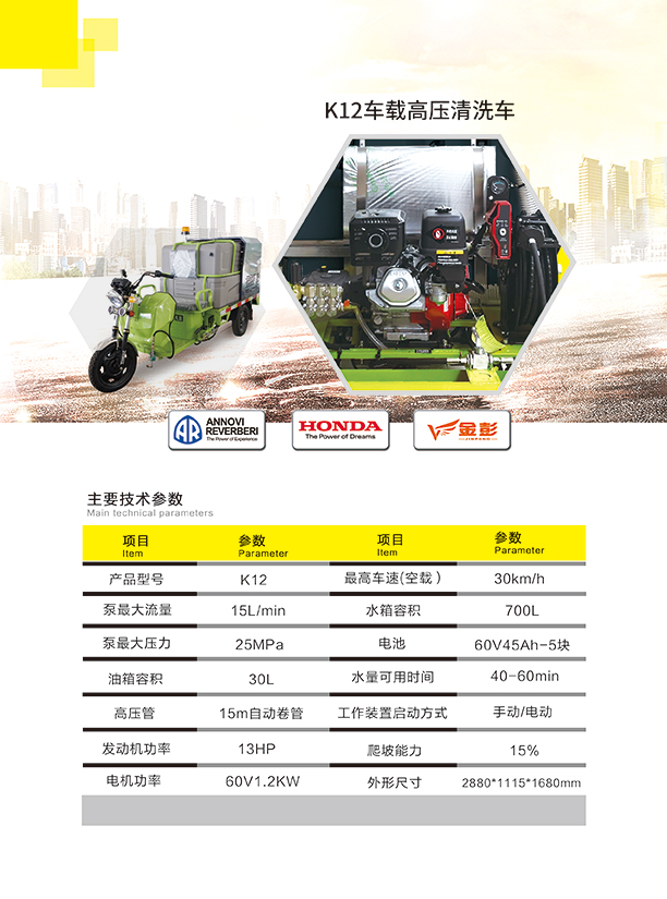 新款K12车载同仁高压清洗车